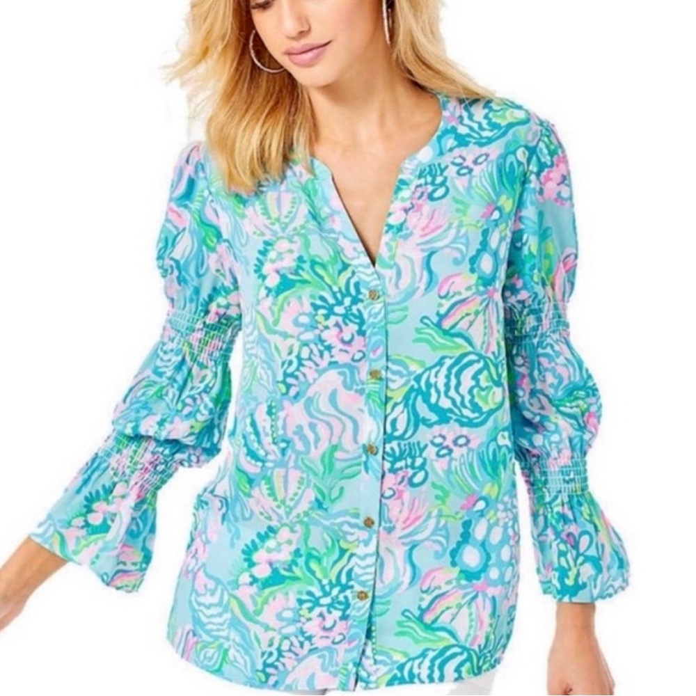 Lilly Pulitzer Blue and Pink Blouse